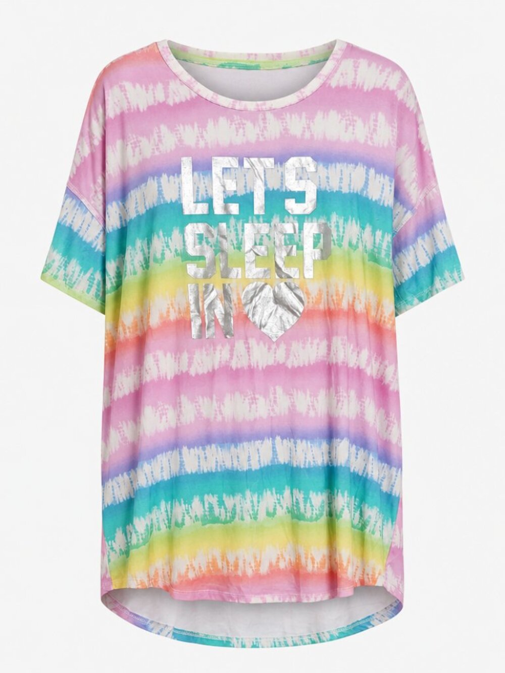 Harmony + Havoc Large Microfiber Colorful Tie-Dye Graphic Sleep Shirt Pink Blue